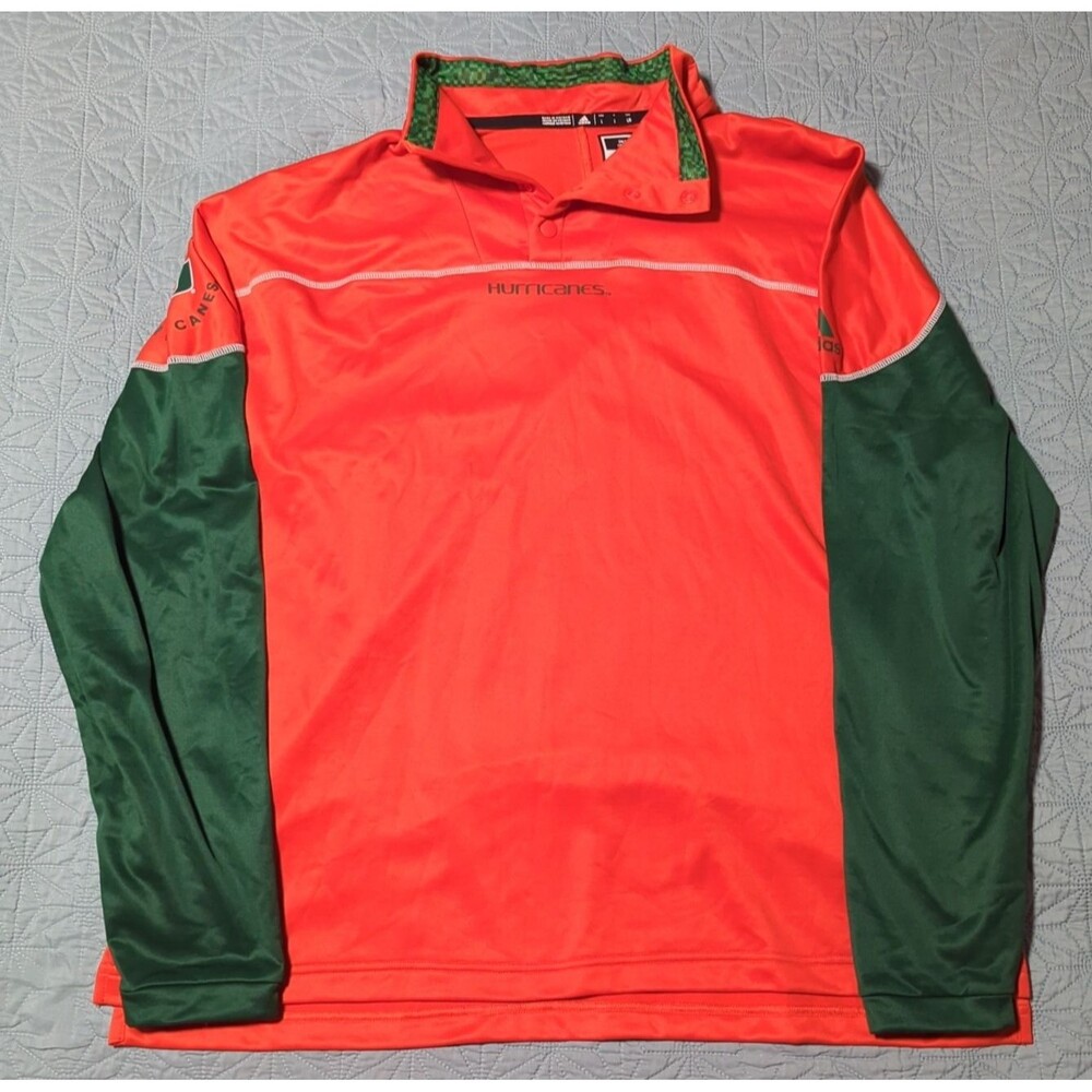 Miami Hurricanes adidas Aeroready Pullover Men's L Orange/Green New Team Spirit